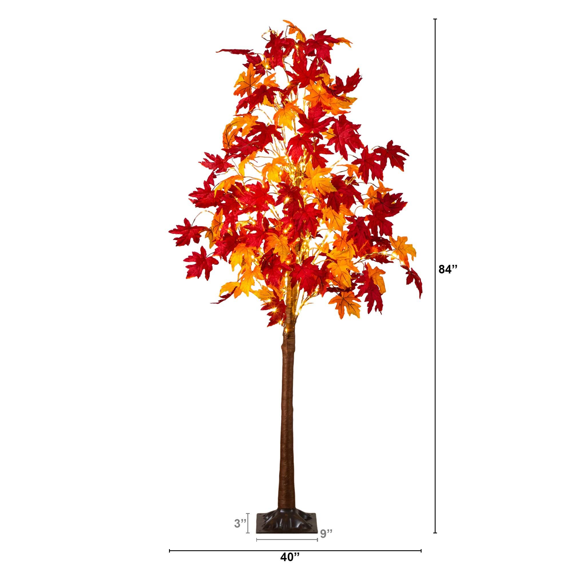 7ft. Pre-Lit Autumn Weeping Maple Artificial Fall Tree with 450 Warm White LED Lights
